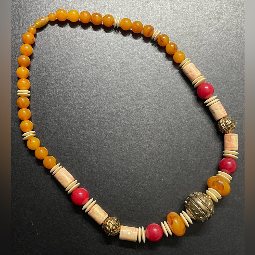 20” VINTAGE Beaded Gaudy Statement Necklace Excellent Condition